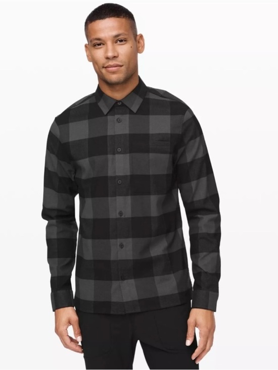 lululemon athletica Other - Men's Lululemon Masons Peak Plaid Long Sleeve Button Up Flannel Black Gray SZ XL